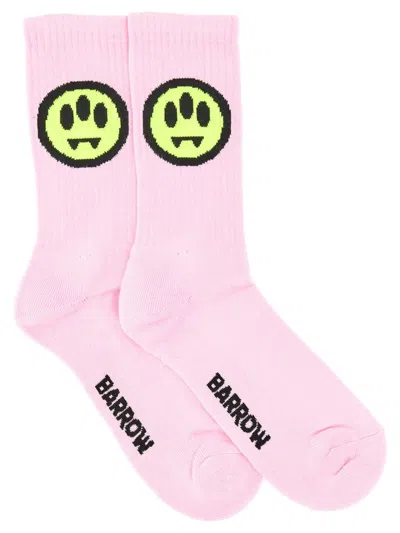 Barrow Logo Intarsia Ankle Socks In Pink