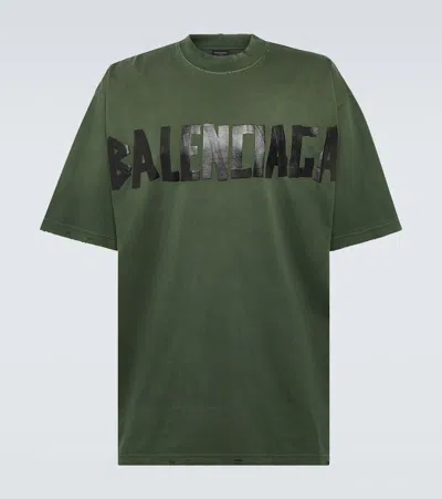 Balenciaga Tape Cotton-blend Jersey T-shirt In Green