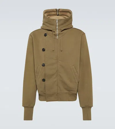 Our Legacy Flight Hooded Cotton Jersey Jacket In Brown