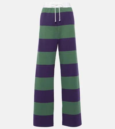 Dries Van Noten Striped Cotton Straight Trousers In Multicoloured