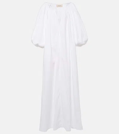 Adriana Degreas Puff-sleeve Cotton Maxi Dress In White