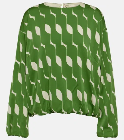 Dries Van Noten Printed Silk-blend Midi Dress In Green