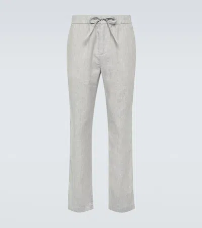 Frescobol Carioca Oscar Linen And Cotton Straight Trousers In Grey