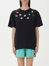 Patou Cotton T-shirt With Colorful Embroidered Logos In Black