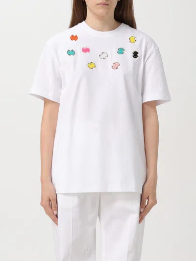 Patou Cotton T-shirt With Colorful Embroidered Logos In White