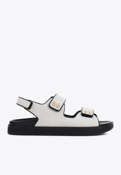 Givenchy 4g Plaque Strap Flat Sandals In Natural