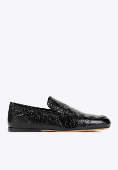 Khaite Alessia Loafers In Crinkled Leather In Black