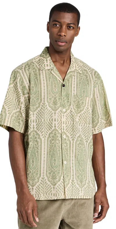 Kardo Ronen Convertible-collar Printed Cotton Shirt In Green