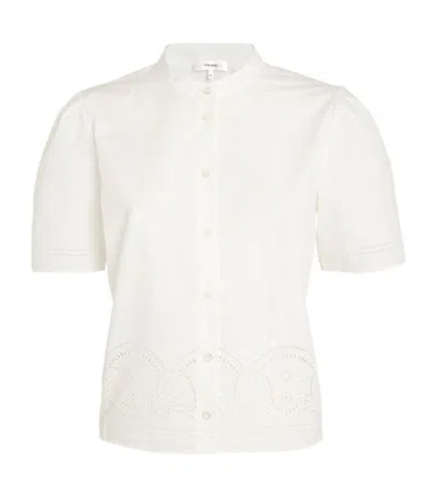 Frame Cotton Broderie Anglaise Shirt In White