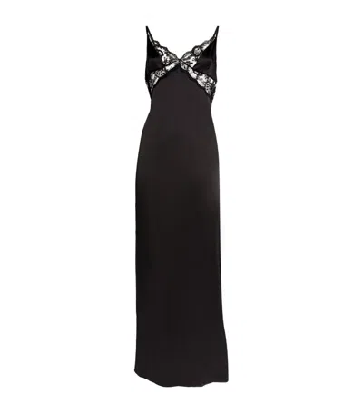 Gilda & Pearl Silk Lace-trim Rita Slip Dress In Black