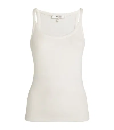 Frame Ribbed Cutaway Tank Top In White