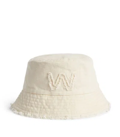 Weekend Max Mara Fringed Monogram Bucket Hat In White