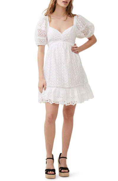 French Connection Alissa Cotton Babydoll Dress In Linen White