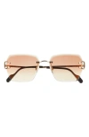 Cartier Rimless Metal Butterfly Sunglasses In Gold