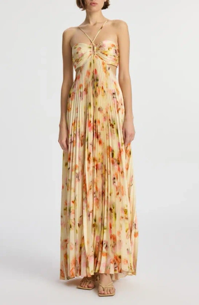A.l.c Moira Floral Cut-out Halter Maxi Dress In Pale Peach Multi