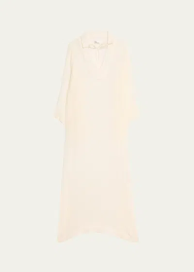 Lisa Marie Fernandez Hooded Belted Linen-gauze Dressing Gown In Wsg White Sorrent
