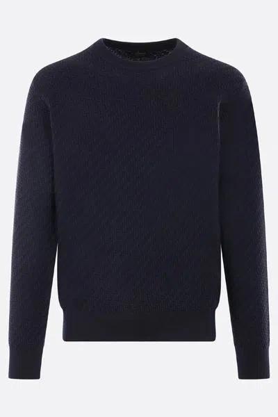 Brioni Cotton, Silk, And Cashmere Jumper In Blue