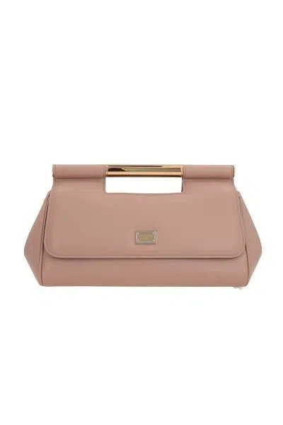 Dolce & Gabbana Sicily Nude Large Leather Clutch In Beige 2