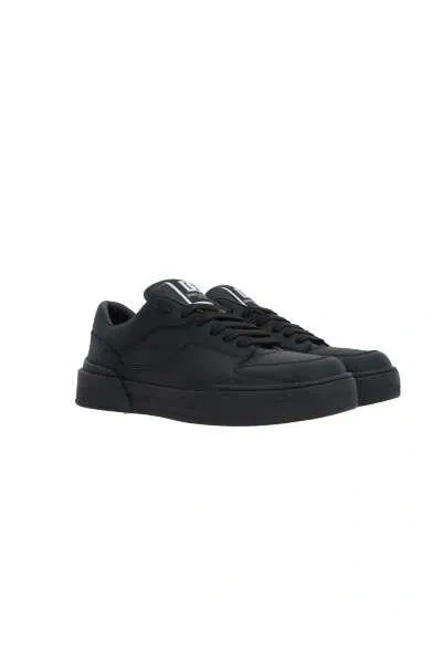Dolce & Gabbana New Roma Leather Sneakers In Black