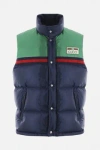 Gucci Mens Midnight Sky Mix Brand-patch Funnel-neck Shell-down Gilet In Midnight Sky+mix