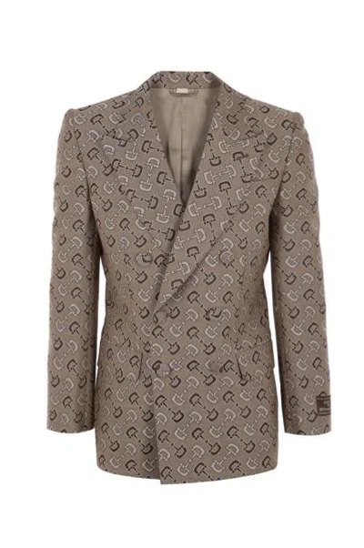 Gucci Jackets In Beige+brown