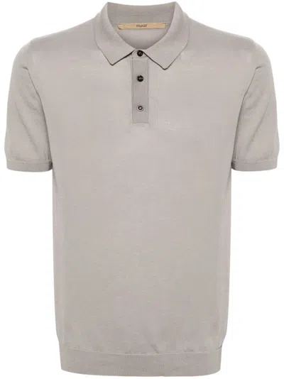 Nuur Fine-knit Polo Top In Grey