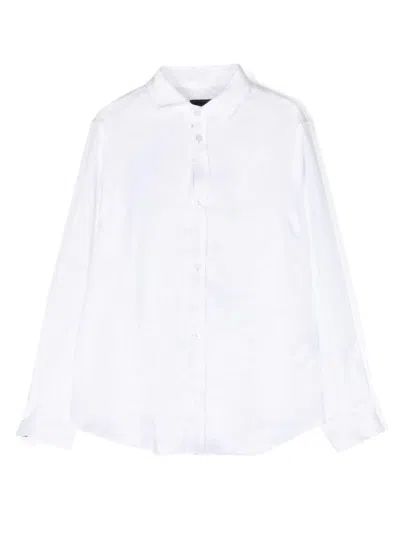 Fay Kids' Button-up Linen Shirt In White