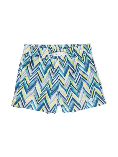 Missoni Kids' Zigzag Swim Shorts (4-14 Years) In Blue