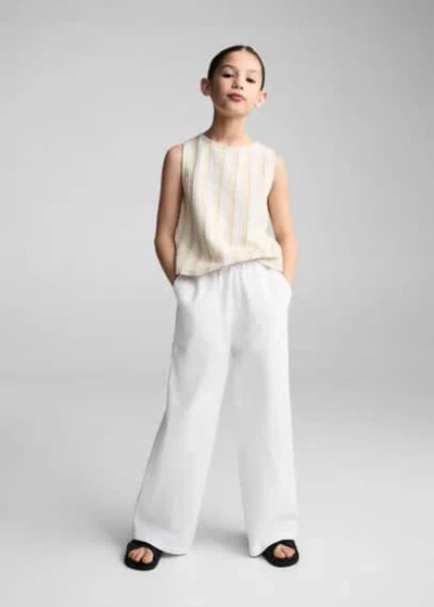 Mango Kids' Trouseralon Wideleg Lin In Blanc