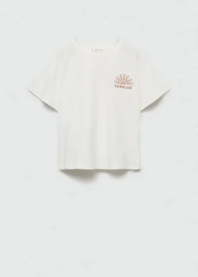 Mango Kids' Embroidered Message T-shirt Off White In Blanc Cassé
