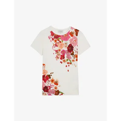 Ted Baker Bellary Womens Printed Fitted Tee In Pink
