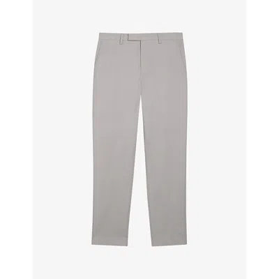 Ted Baker Mens Lt-grey Felixt Straight-leg Slim-fit Stretch-cotton Trousers