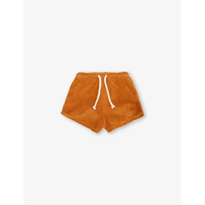 Organic Zoo Babies'  Orange Waffle Drawstring-waist Organic-cotton Towelling Shorts