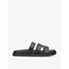 Steve Madden Womens Black Missile Multi-strap Flat Leather Sandals