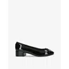 Steve Madden Cherish Bow-embellished Faux-leather Ballet Flats In Black Patent