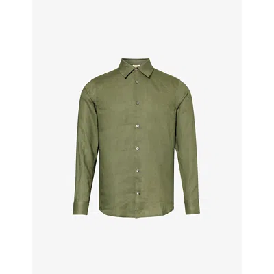 Che Long-sleeve Linen Shirt In Khaki