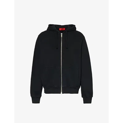 424 Textured Logo-embroidered Hoodie In Black