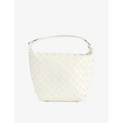 Bottega Veneta Candy Wallace Leather Shoulder Bag In White-gold