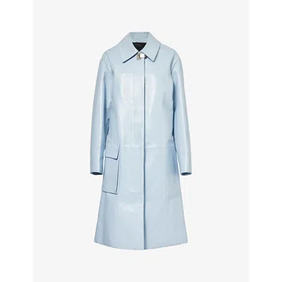 Proenza Schouler Billie Lacquered Leather Coat In Pale Lapis