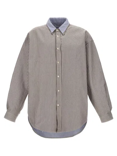 Hed Mayner Pinstripe Oxford Overshirt In White