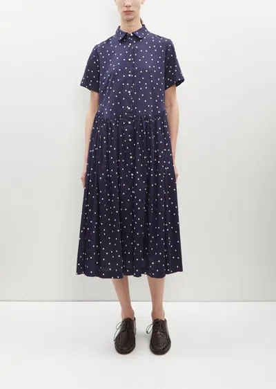 École De Curiosités Daphne Dress In 178 Dark Navy / Ivory Dots