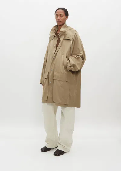 Lemaire Detachable Hood Raincoat In Greige
