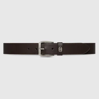 Gucci Belt With Interlocking G Detail In Brown