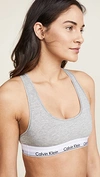 Calvin Klein Underwear Modern Cotton Ribbed Stretch Modal-blend Soft-cup Bra In Grey Heather