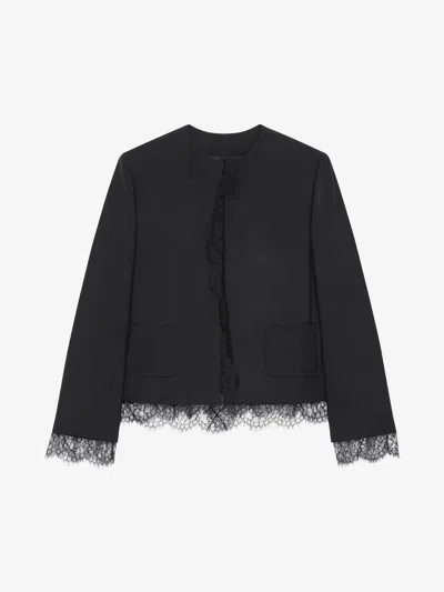 Givenchy Jacket In Wool And Mohair With Lace In Black