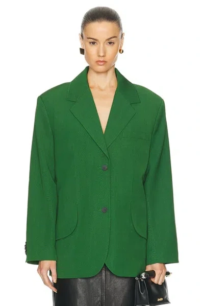 Jacquemus La Waistcoate Titolo Silk Blend Jacket In Green