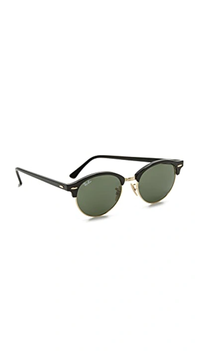 Ray Ban 圆形 Clubmaster 太阳镜 In Black/green