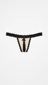 Hanky Panky After Midnight Nude Illusion Open Panel G-string In Mocha/black