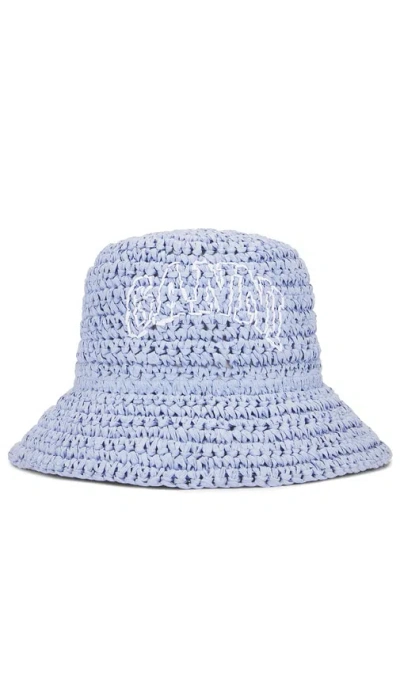 Ganni Summer Woven Bucket Hat In Light Blue