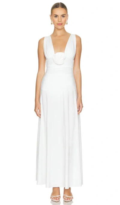 Maygel Coronel Floral-applique Orinoco Maxi Dress In Off White